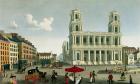 View of the Church of Saint-Sulpice, engraved by Anne Rosalie Filleul (nee Bouquet) (1752-94) (coloured engraving)