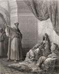 St. Francis of Assisi (1181-1226) endeavours to convert the Sultan Malek Kamel, illustration from 'Bibliotheque des Croisades' by J-F. Michaud, 1877 (litho)