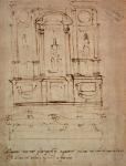 Study for a double tomb for the Medici Tombs in the New Sacristy, 1521 (pen & ink on paper)