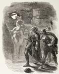 Hamlet, Horatio and Marcellus see the Ghost, from 'The Illustrated Library Shakespeare', published London 1890 (litho)