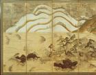 Moonlight Winter Landscape, part of a six panel folding screen (colour on paper) (see 216548)