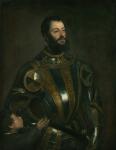 Portrait of Alfonso d'Avalos, Marchese del Vasto, in armor with a Page, 1533 (oil on canvas)