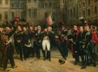 Napoleon I (1769-1821) Bidding Farewell to the Imperial Guard in the Cheval-Blanc Courtyard at the Chateau de Fontainebleau, 20th April 1814, 1825 (oil on canvas)