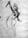 Female Nude, study for Liberty Leading the People (pencil on paper) (b/w photo)