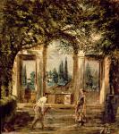 The Gardens of the Villa Medici in Rome, c.1650-51 (oil on canvas)