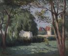 Country Scene with Three Houses and Trees, c.1900 (oil on canvas)
