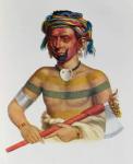 Shau-Hau-Napo-Tinia, an Iowa Chief, 1837, illustration from 'The Indian Tribes of North America, Vol.1', by Thomas L. McKenney and James Hall, pub. by John Grant (colour litho)