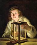 The Young Stableboy with a Stable Lamp, 1824 (oil on panel)