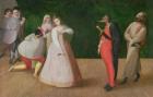 The Commedia dell'Arte Company (oil on panel)