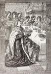 St. Louis, serving a meal to the poor, from 'Military and Religious Life in the Middle Ages' by Paul Lacroix, published London c.1880 (litho)