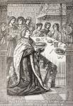 St. Louis, serving a meal to the poor, from 'Military and Religious Life in the Middle Ages' by Paul Lacroix, published London c.1880 (litho)