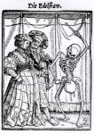 Death and the Noblewoman, from 'The Dance of Death', engraved by Hans Lutzelburger, c.1538 (woodcut) (b/w photo)