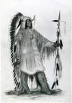Mato-Tope, second chief of the Mandan people, c.1833 (b/w litho)