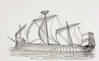 Sixteenth Century Three-Masted Galley with Square Sails, c.1880 (litho)