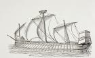 Sixteenth Century Three-Masted Galley with Square Sails, c.1880 (litho)