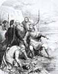 Canute Reproving the Flattery of his Courtiers, engraved by Pearson (engraving) (b/w photo)