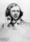 Portrait of Robert Browning (1812-89) 1859 (black chalk on paper) (b&w photo)