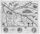 Map of the region of Chinon related to the works of Francois Rabelais, published in 1725 (engraving)