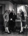 The Peace Conference on Staten Island, Interview between Lord Howe and the Committee of Congress, 11th September 1776 (engraving) (b&w photo)