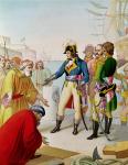 The Disembarkation of Napoleon (1769-1821) at Alexandria in 1798 (coloured engraving)