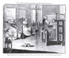 The Art of Stocking-Frame-Work-Knitting, engraved for 'The Universal Magazine, 1750 (engraving) (b&w photo)
