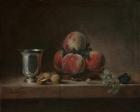 Still Life with Peaches, a Silver Goblet, Grapes, and Walnuts, c.1759-60 (oil on canvas)