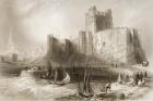 Carrickfergus Castle, County Antrim, Northern Ireland, from 'Scenery and Antiquities of Ireland' by George Virtue, 1860s (engraving)