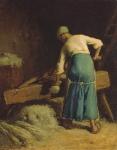 Breaking Flax, c.1850-51 (oil on canvas)