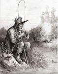 The Fisherman and the Little Fish, from a late 19th century edition of 'Fables de La Fontaine' (wood engraving)