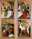 The Annunciation, the Birth of Christ, the Adoration of the Magi and the Presentation in the Temple from the Szepeshely Altarpiece, 1480-90