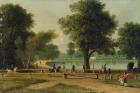 The Serpentine, Hyde Park (oil on panel)