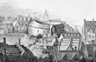 The First Globe Theatre or Rose Theatre (etching)