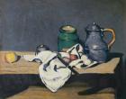 Still life with a tin kettle, 1869 (oil on canvas)