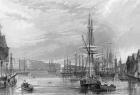 West India Dock, illustration from 'History of London: Illustrated by views of London and Westminster' by John Woods, engraved by John Woods, publishe 1838 (engraving)