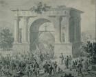 The entrance of French troops to A'Osta in May 1800 (pen, ink & wash on paper)