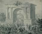 The entrance of French troops to A'Osta in May 1800 (pen, ink & wash on paper)