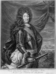 Portrait of Louis XIV (1638-1715) engraved by Gerard Edelinck (1640-1707) (engraving) (b/w photo)