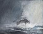 Bismarck 'through curtains of RainSleet&Snow' 22/05/1941. 2007,(Oil on Canvas)