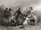 General Wool rescuing a Mexican family from the Indians. John Ellis Wool, 1784-1869. Officer in the United States Army Engraving from a 19th century print