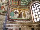 Mosaic in San Vitale basilica of Emperor Justinian I with members of his court, Ravenna, Ravenna Province, Italy (photo)