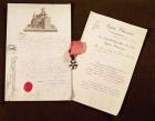 The documents and medal from Francois Becherel's appointment as knight of the Legion of Honour on 17th July 1802 (mixed media)