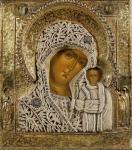 Detail of an icon showing the Virgin of Kazan by Yegor Petrov, Moscow, 1788