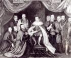 Edward VI Granting the Charter to Bridewell and Bethlehem Hospitals in 1553, engraved by George Vertue (1684-1756) pub. in 1750 (engraving) (b&w photo) (see also 124597)
