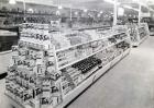 Soap powder aisle, Woolworths store, 1956 (b/w photo)