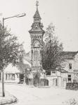 Clock Tower, Hay on Wye, 2007, (Ink on Paper)