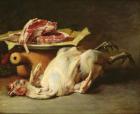 Still Life of a Chicken and Cutlets, 1876 (oil on canvas)