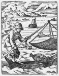 The fisherman (woodcut) (b/w photo)