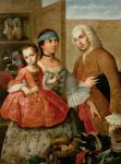 A Spaniard and his Mexican Indian Wife and their Child, from a series on mixed race marriages in Mexico (oil on canvas)