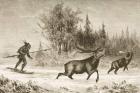 A Native American Moose hunting in the North Western Territory, c.1880 (litho)
