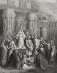 Cyrus Restoring the Vessels of the Temple, illustration from Dore's 'The Holy Bible', engraved by Pannemaker, 1866 (engraving)